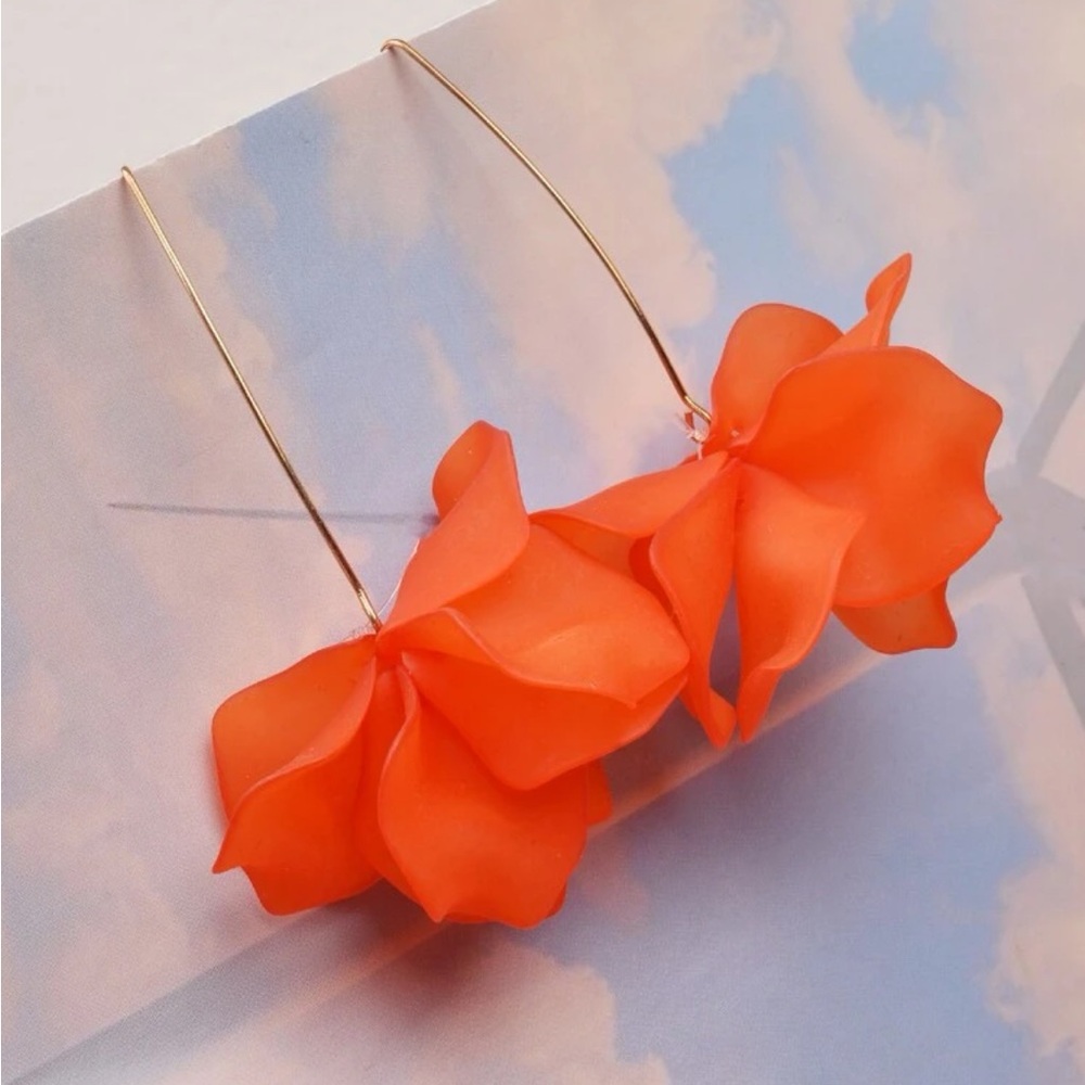 Orange petal drop earrings